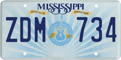 MS license plate ZDM734