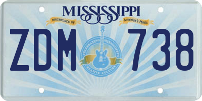 MS license plate ZDM738