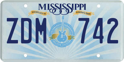 MS license plate ZDM742