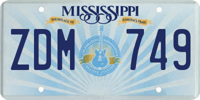 MS license plate ZDM749