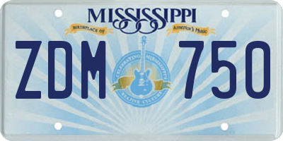 MS license plate ZDM750
