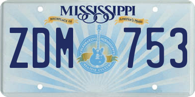 MS license plate ZDM753
