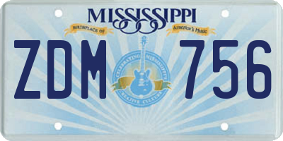 MS license plate ZDM756