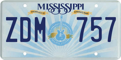 MS license plate ZDM757