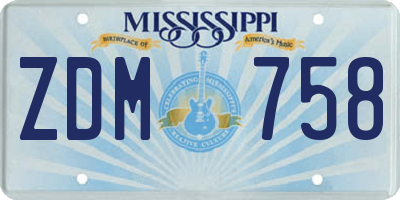 MS license plate ZDM758