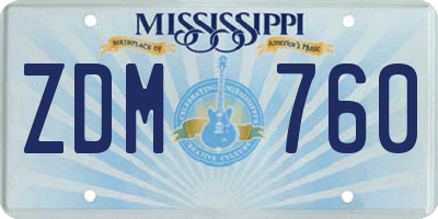 MS license plate ZDM760