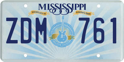 MS license plate ZDM761