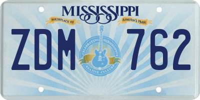 MS license plate ZDM762