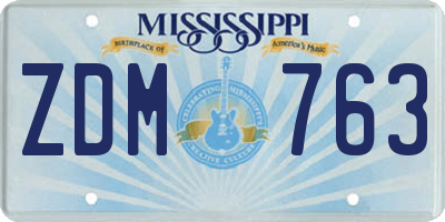 MS license plate ZDM763