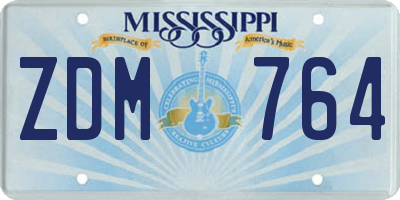 MS license plate ZDM764