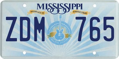 MS license plate ZDM765