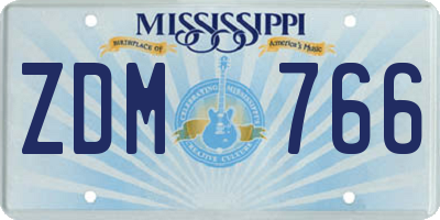 MS license plate ZDM766