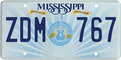 MS license plate ZDM767
