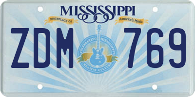 MS license plate ZDM769