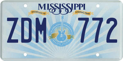 MS license plate ZDM772
