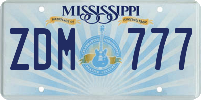MS license plate ZDM777