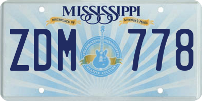 MS license plate ZDM778