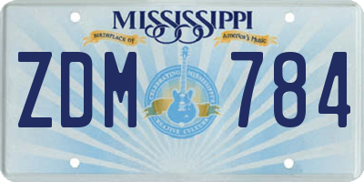 MS license plate ZDM784