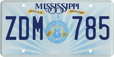 MS license plate ZDM785