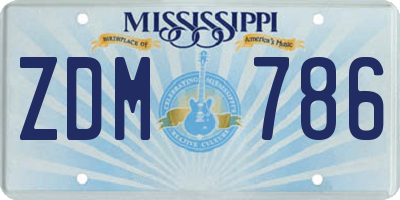 MS license plate ZDM786