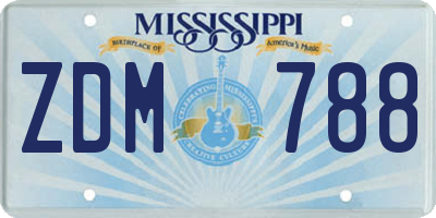 MS license plate ZDM788