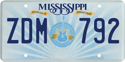 MS license plate ZDM792