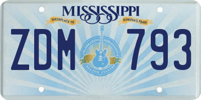 MS license plate ZDM793