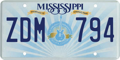 MS license plate ZDM794