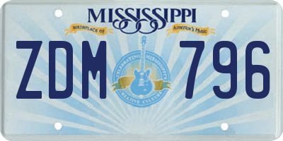 MS license plate ZDM796