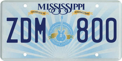 MS license plate ZDM800