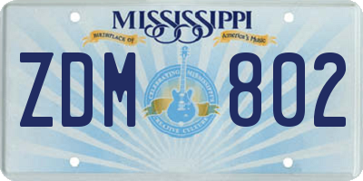 MS license plate ZDM802