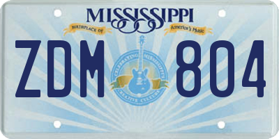MS license plate ZDM804