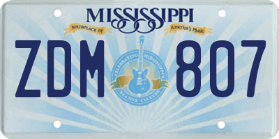 MS license plate ZDM807