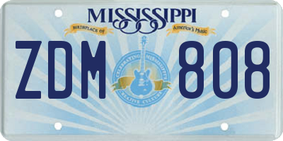 MS license plate ZDM808