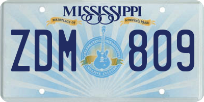 MS license plate ZDM809