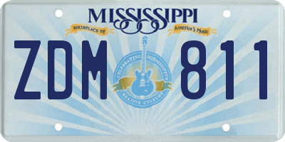 MS license plate ZDM811