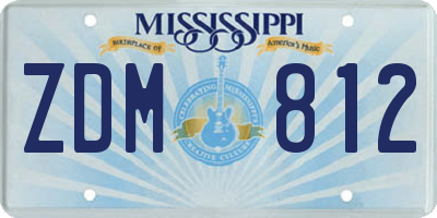 MS license plate ZDM812