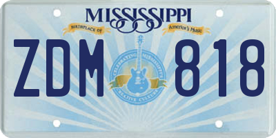 MS license plate ZDM818