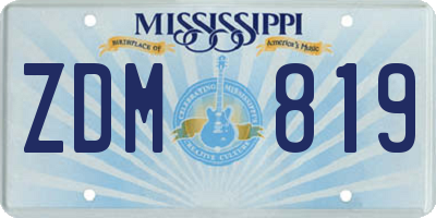 MS license plate ZDM819
