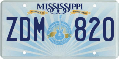 MS license plate ZDM820