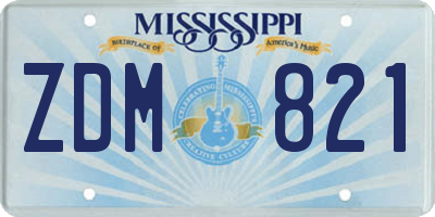 MS license plate ZDM821
