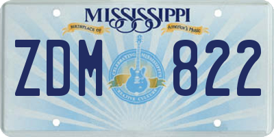 MS license plate ZDM822