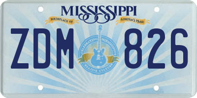 MS license plate ZDM826