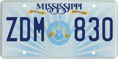 MS license plate ZDM830