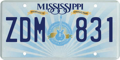 MS license plate ZDM831