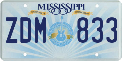 MS license plate ZDM833