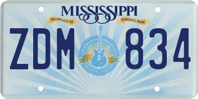 MS license plate ZDM834