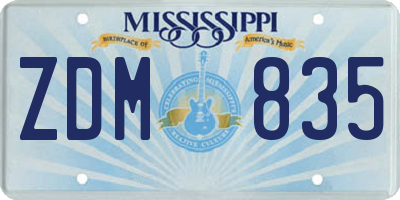 MS license plate ZDM835