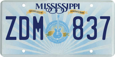 MS license plate ZDM837