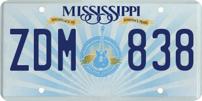 MS license plate ZDM838